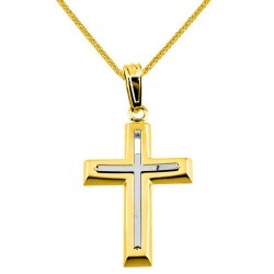 Χρυσός βαπτιστικός σταυρός Κ14 με αλυσίδα